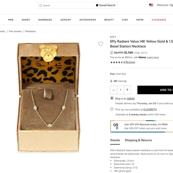 Effy Radiant Value 14k Yellow Gold & 1.5 TCW Diamond Bezel Station Necklace - Picture 5 of 8